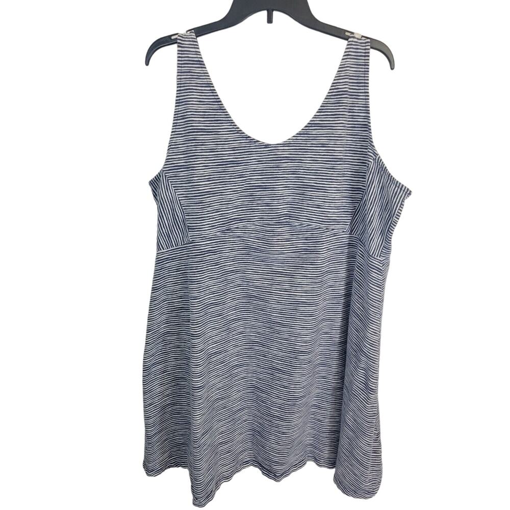 Sleeveless Tank Dress Beach Navy Blue White Striped Stretch Women's Size XXL